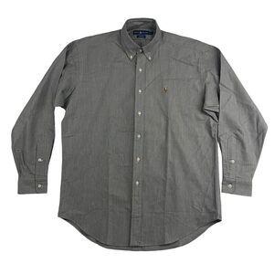 Ralph Lauren Blake Blue White Thin Striped Button Up Shirt Sz M Brown Pony L/S